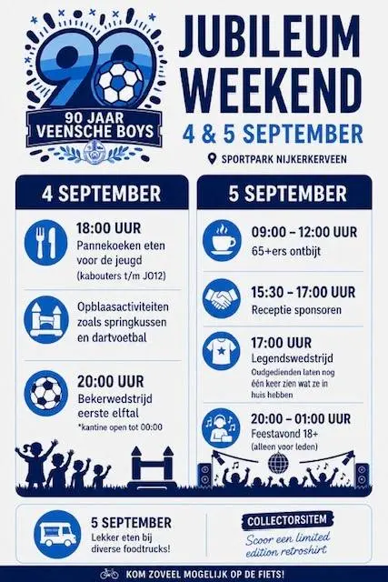 Ontbijt voor senioren ter ere van 90-jarig bestaan sv Veensche Boys