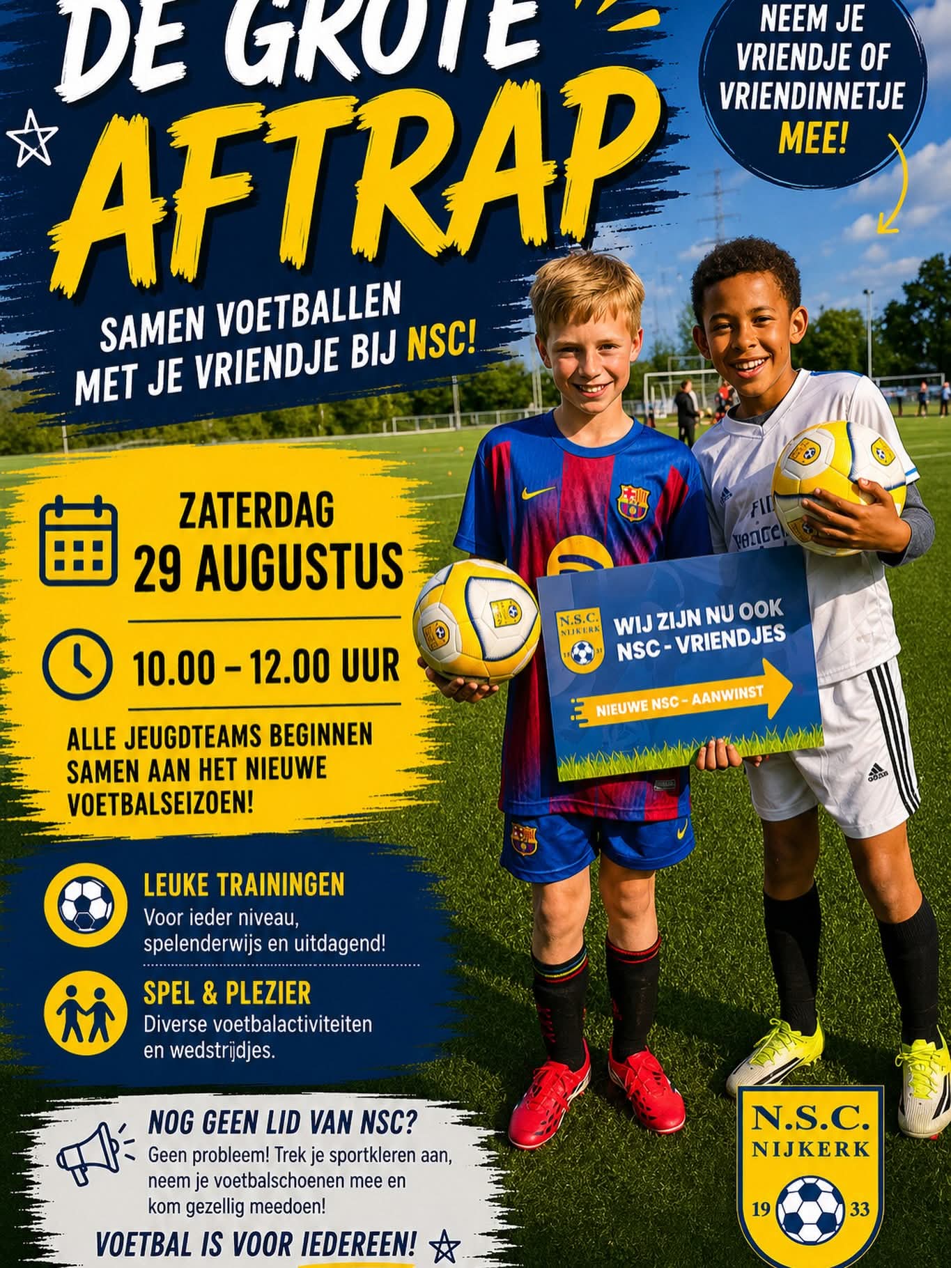 De Grote Aftrap bij NSC: jeugd mag vriendje of vriendinnetje meenemen