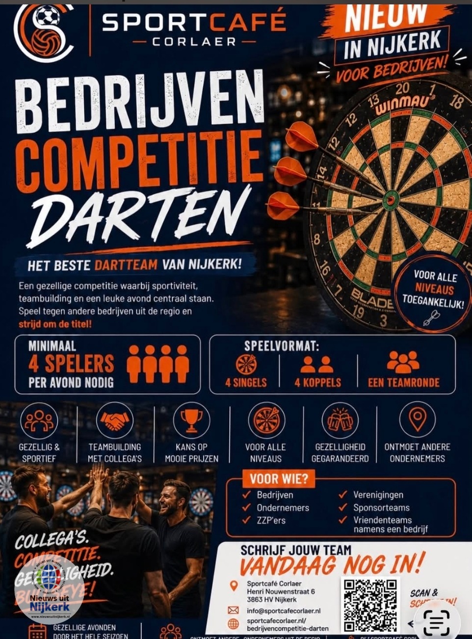 NIEUW IN NIJKERK: BEDRIJVENCOMPETITIE DARTEN!