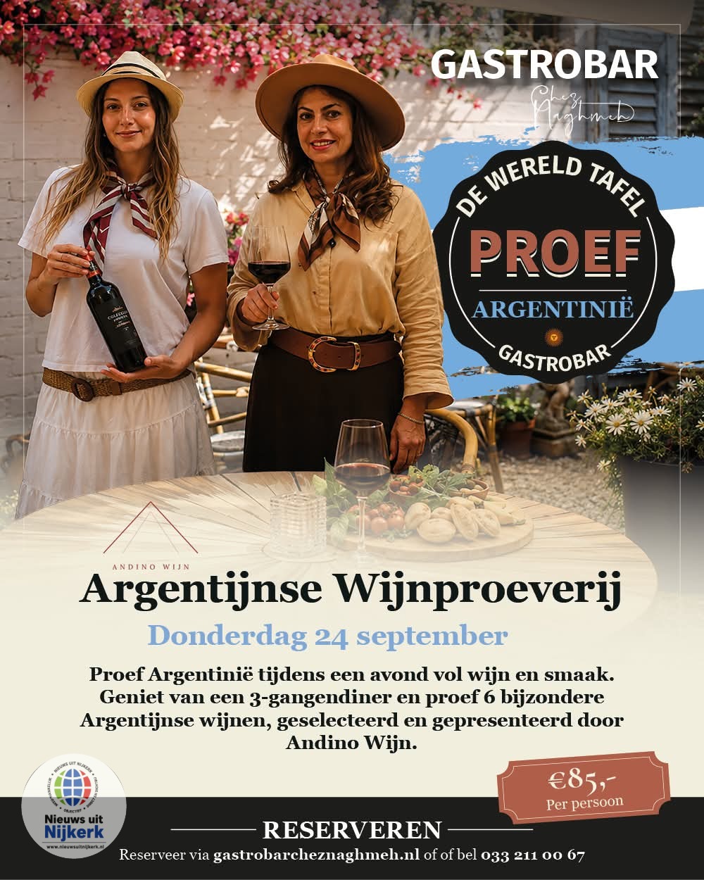 Wijnliefhebbers kunnen vanavond genieten van Argentijnse wijnproeverij