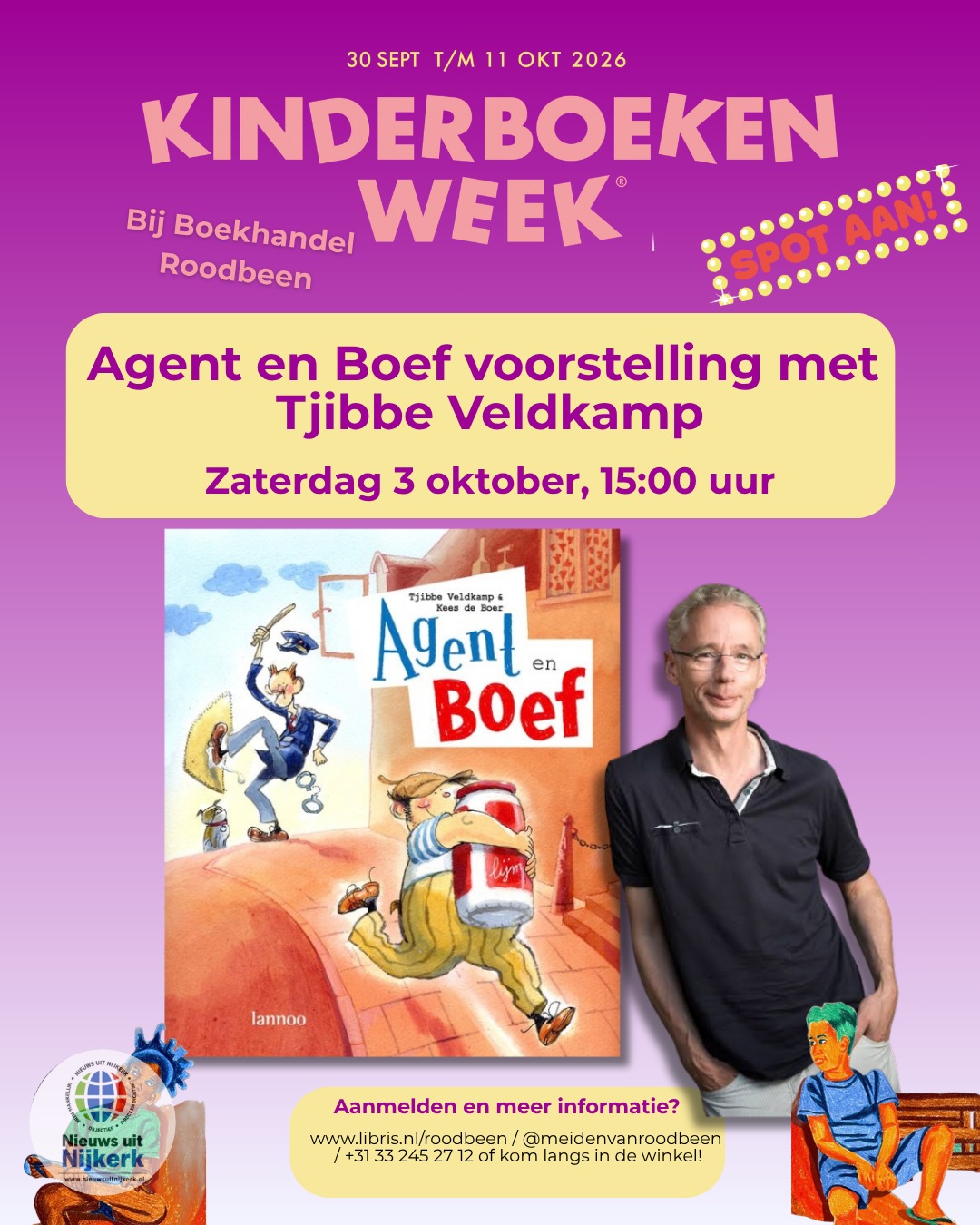 Auteur Tjibbe Veldkamp bezoekt 3 oktober Nijkerk