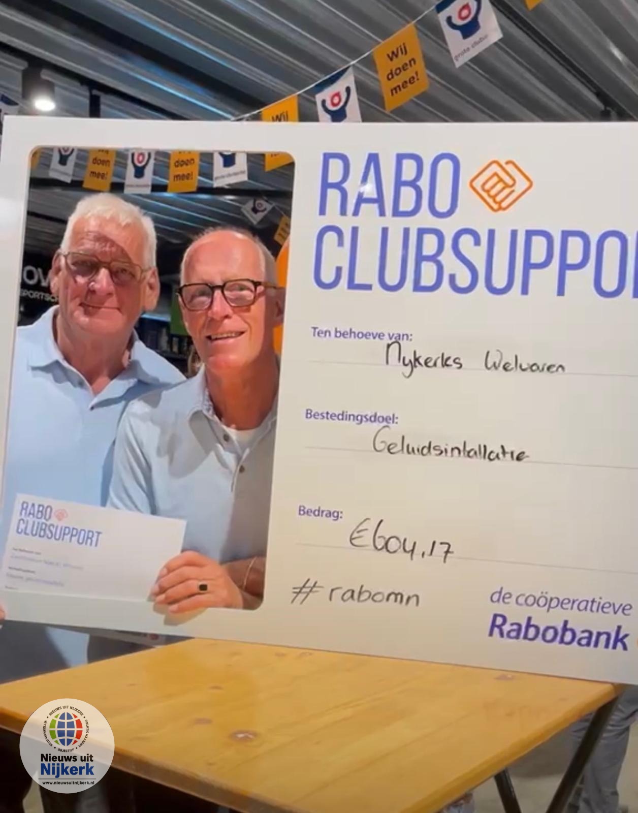 Zeemanskoor Nijkerks Welvaren ontvangt € 604,17 van Rabo ClubSupport