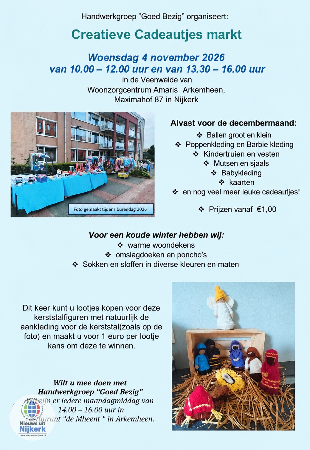Creatieve cadeautjesmarkt bij Amaris Arkemheen in Nijkerk