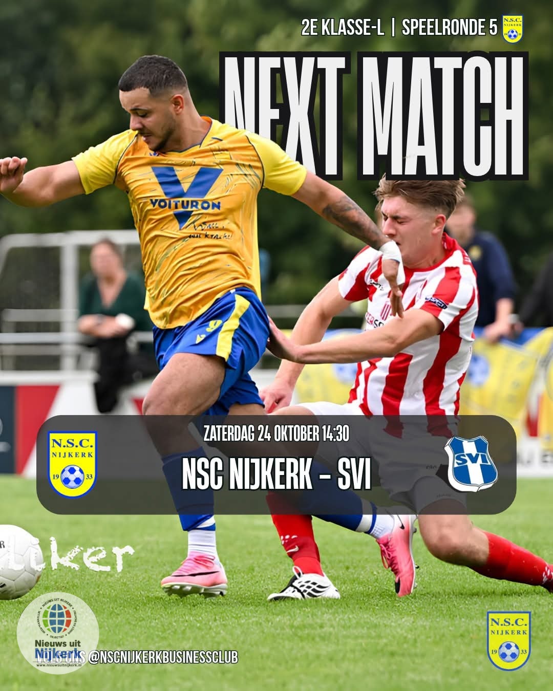 Koploper NSC Nijkerk ontvangt SVI en jaagt op vijfde overwinning op rij